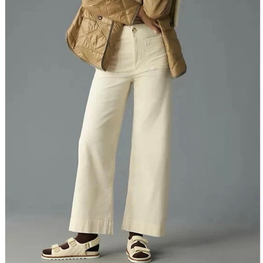 Maeve The Colette Cropped Wide Leg Corduroy Pants Women’s 20W Cream